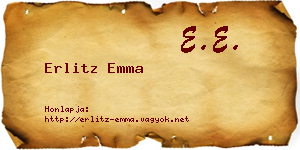 Erlitz Emma névjegykártya